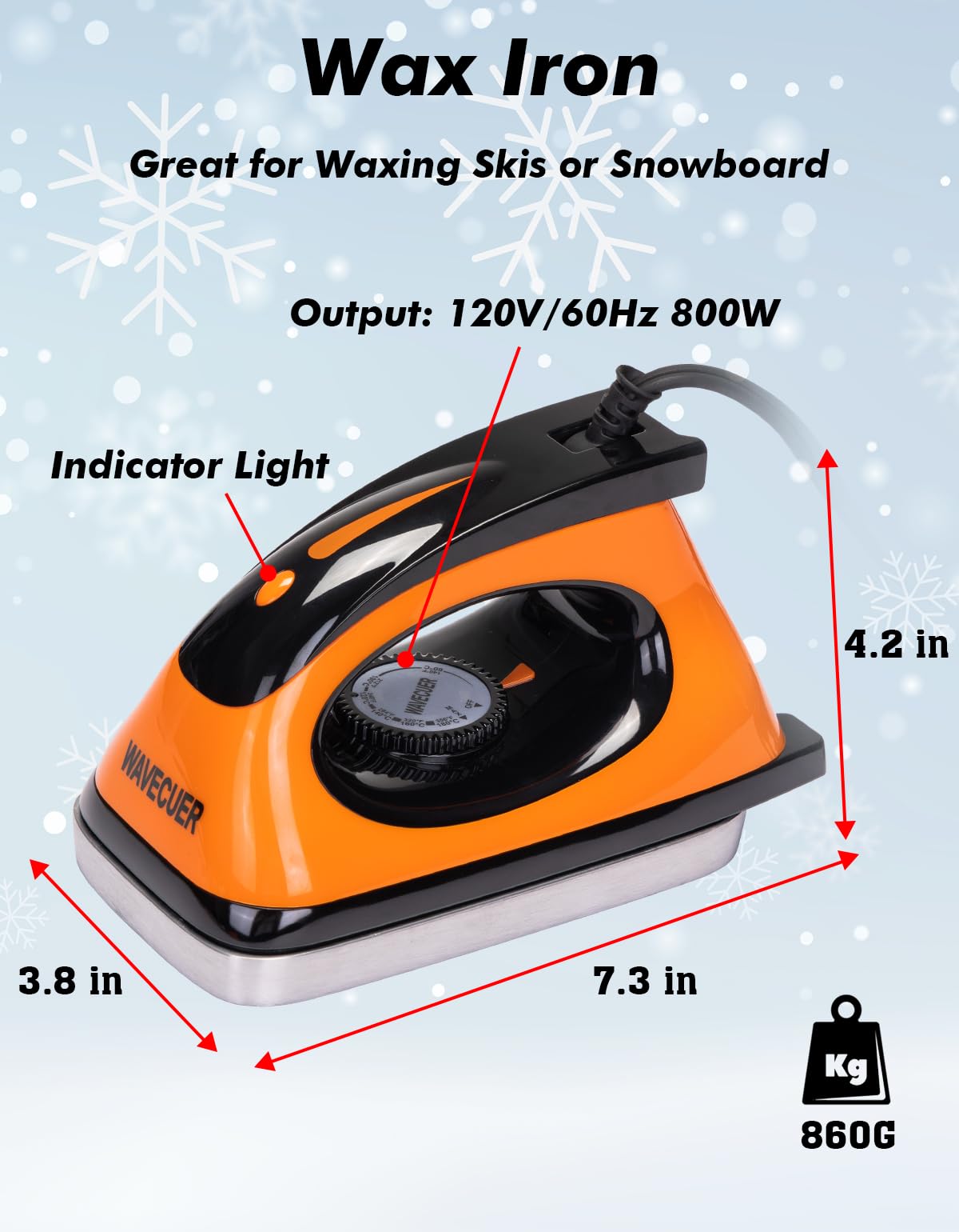 Kit di cera per sci e snowboard, kit di messa a punto e ceretta con ferro da stiro, cera per tutte le stagioni, strumenti per bordi, detergente per base, spazzola, raschietto per cera, P-tex