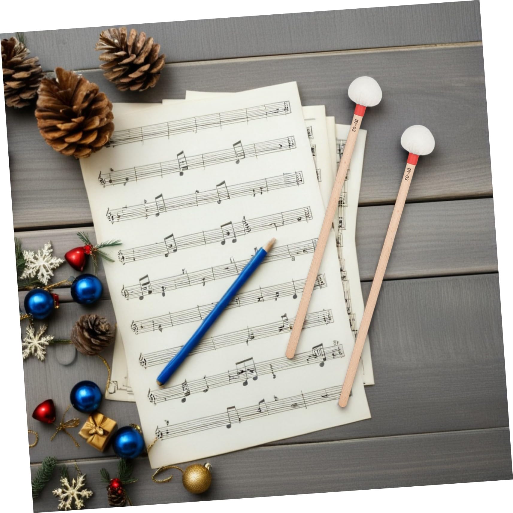 Toyvian 4 Sztuki Częściowy Pałeczek Do Timpani z Białą Główką Filcową i Ergonomicznymi Drewnianymi Rączkami Miękkie Perkusyjne Do Orkiestry Zespołów Szkolnych i Profesjonalnego Użytku
