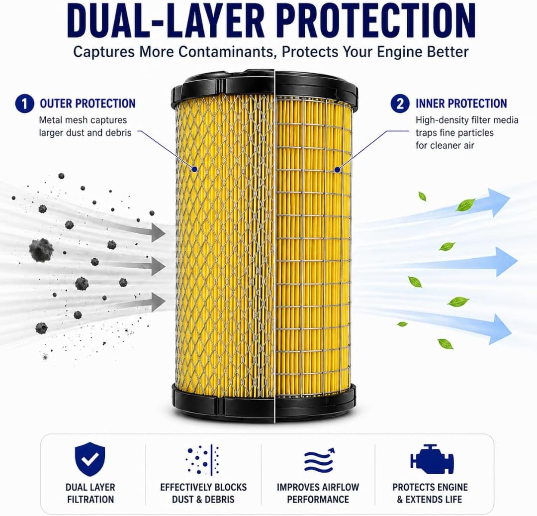 16W406 Coalescing Air Filter Element 1 Micron, 5" Height Compressed Air Filter Cartridge Compatible with 22602 Air Filtration Systems and Air Dryer Systems