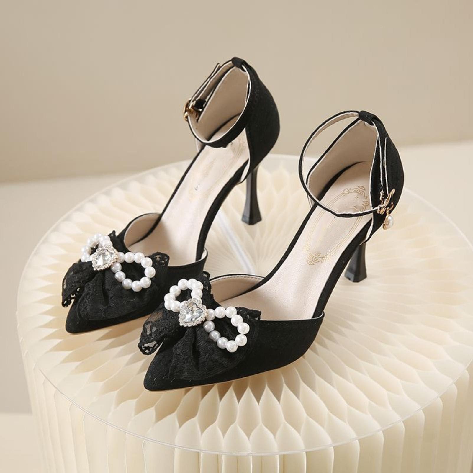 Genérico Zapatos Mujer Boda Tacones Punta Fina Slingback Novia Elegante