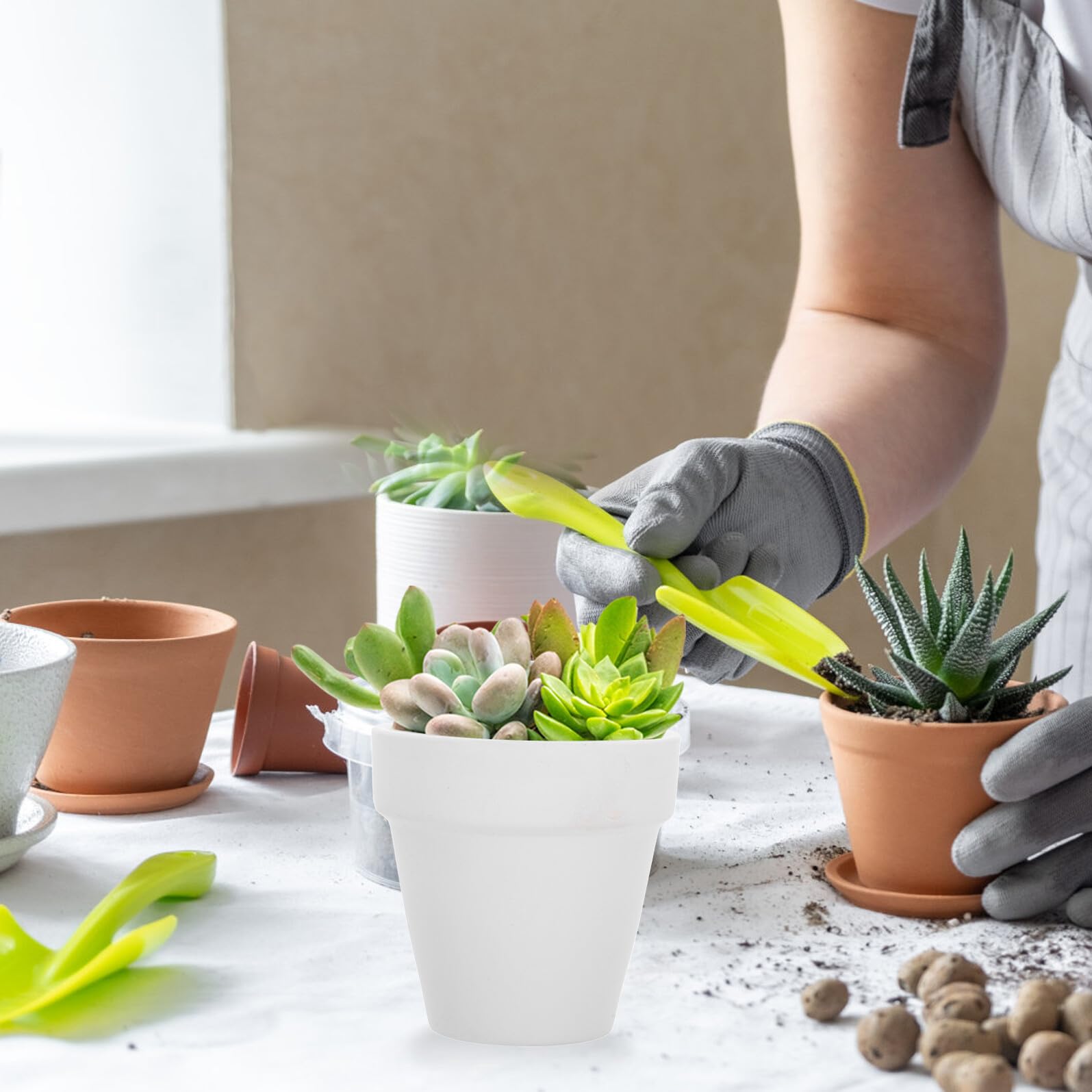 20 Szt. Sztuk Małych Białych Ceramicznych Doniczek z Terakoty z Otworem Idealnych Do Sukulentów Kaktusów i Dekoracji Domu Do Uprawy Roślin
