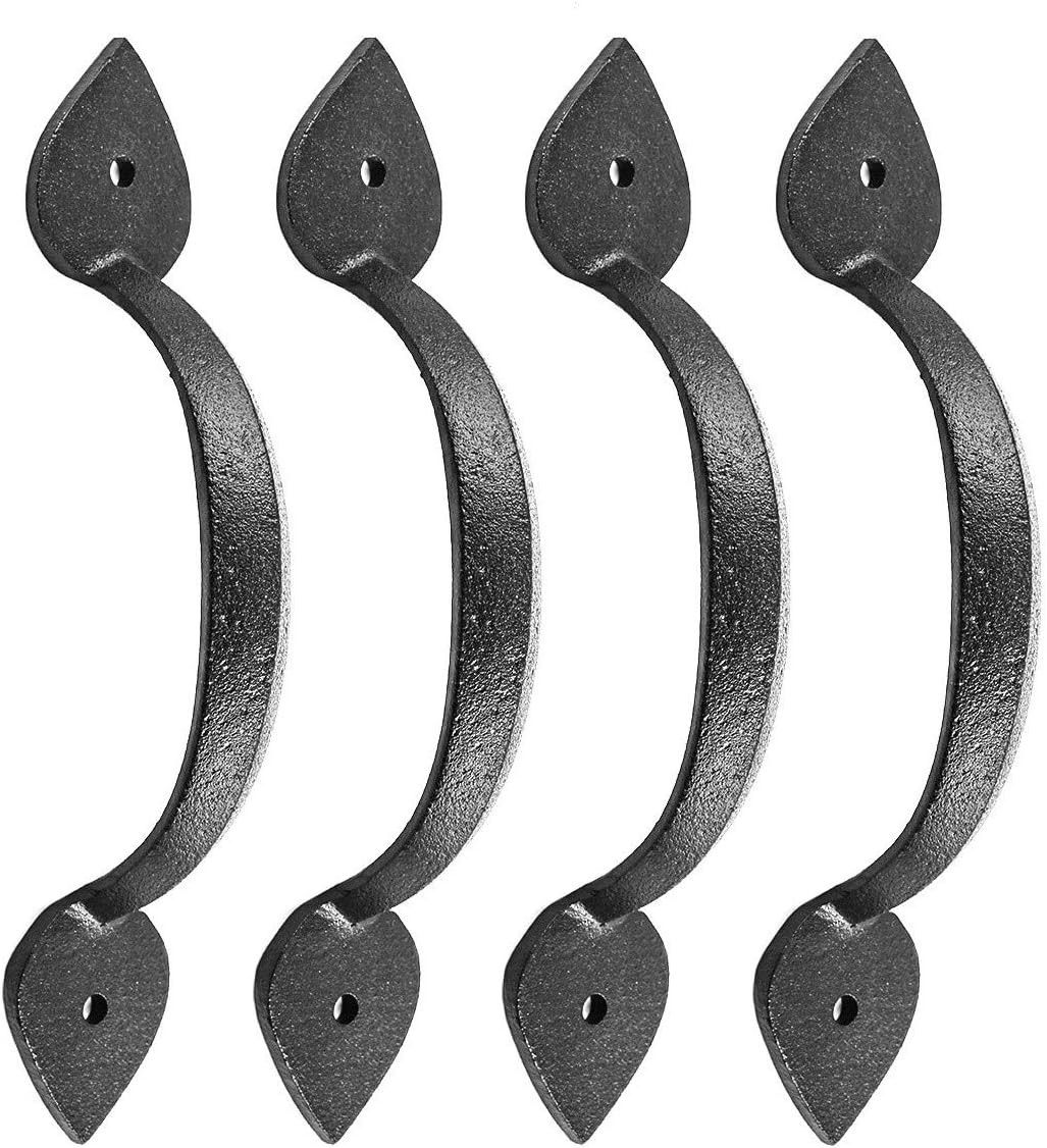 Renovators Supply Manufacturing Cabinet Handles for Cabinets and Drawers 6.7 in. Black Wrought Iron Cabinet Pulls with Mounting Hardware Pack of 4