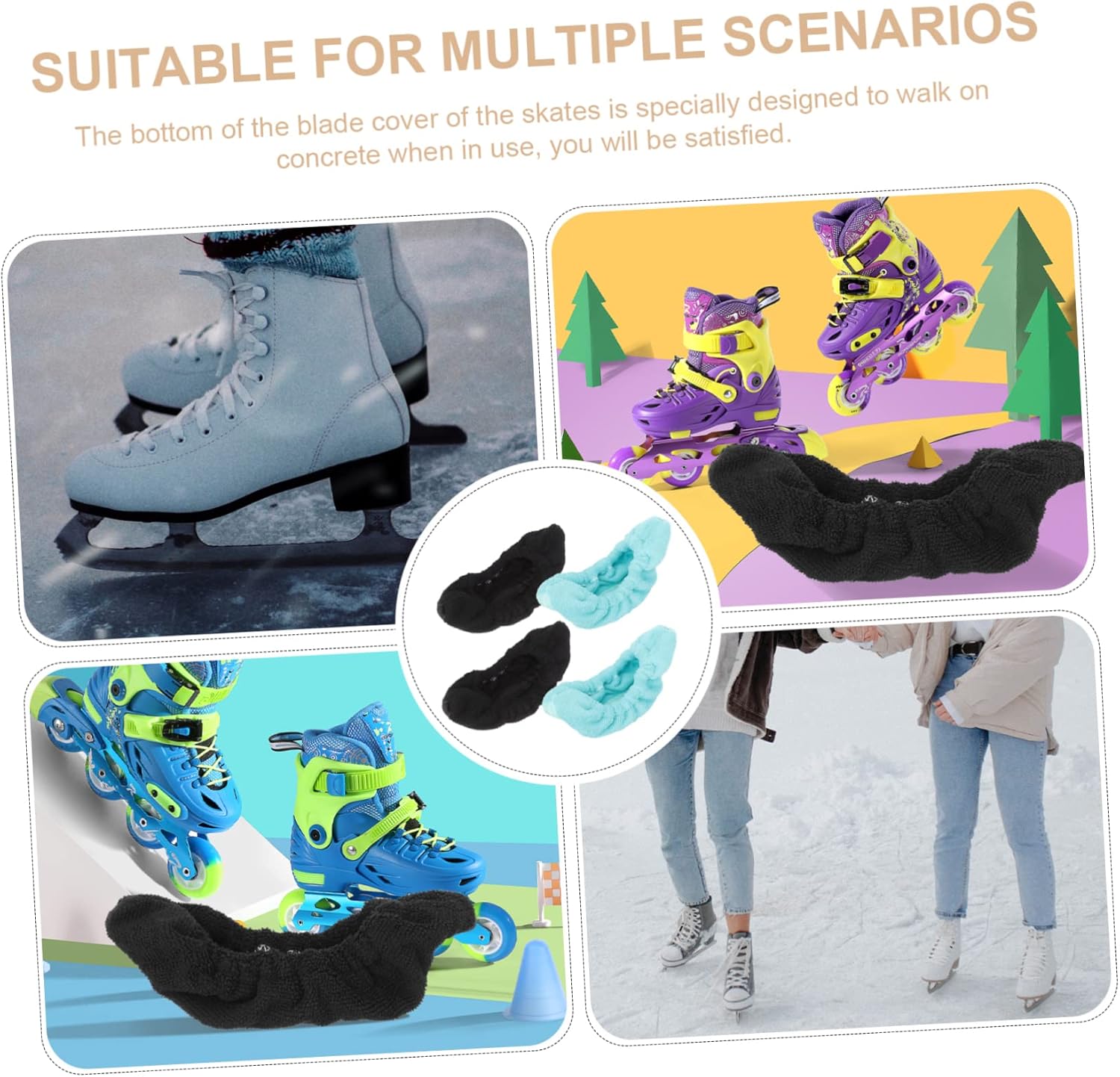 VANZACK Microfiber Ice Skate Covers Durable Skate Protectors Lightweight Moisture Absorbent Design for