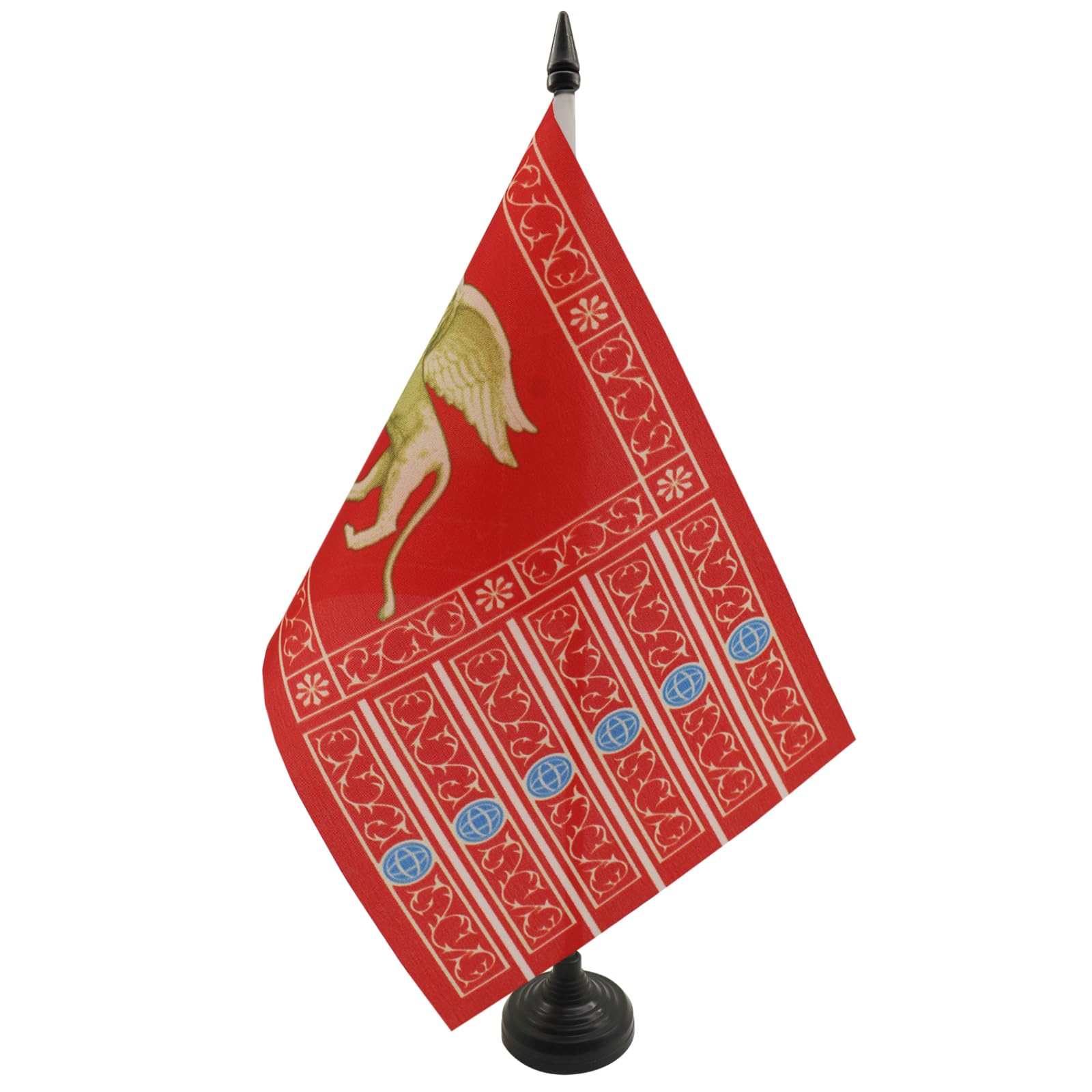 AZ FLAG Drapeau De Table Venise 21x14 cm Petit Drapeau Venezia Bureau 100% Polyester Hampe 25cm Socle Plastique Noir