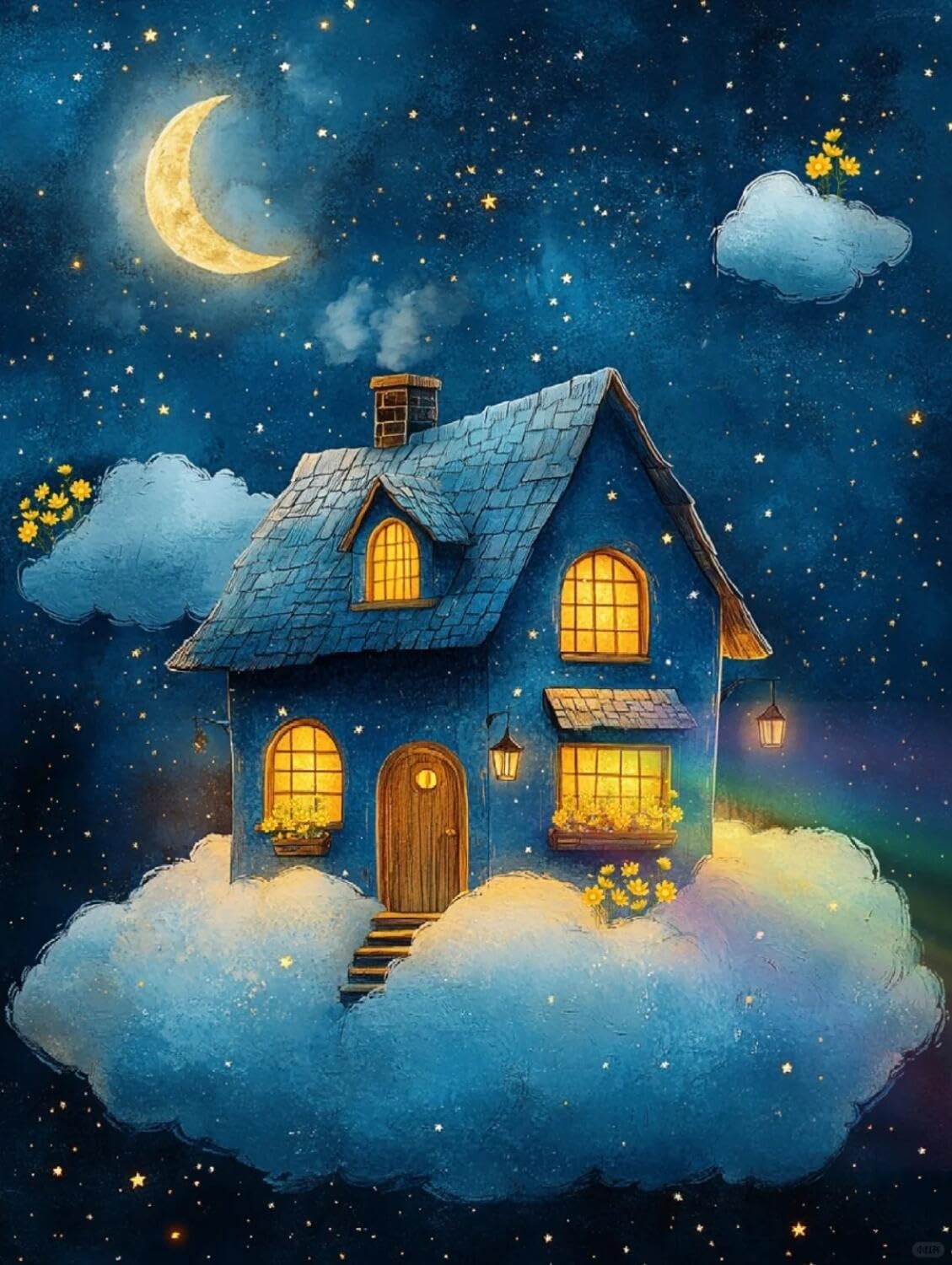 Rqwybcaxn Stamped Beaded Cross Stitch Kits Cartoon House 40x50cm