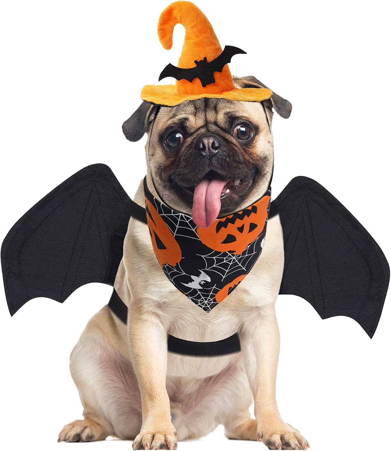 Zeaxuie Dog/Cat Halloween Costumes with Bandana for Dog/Cat (Wings, Large)
