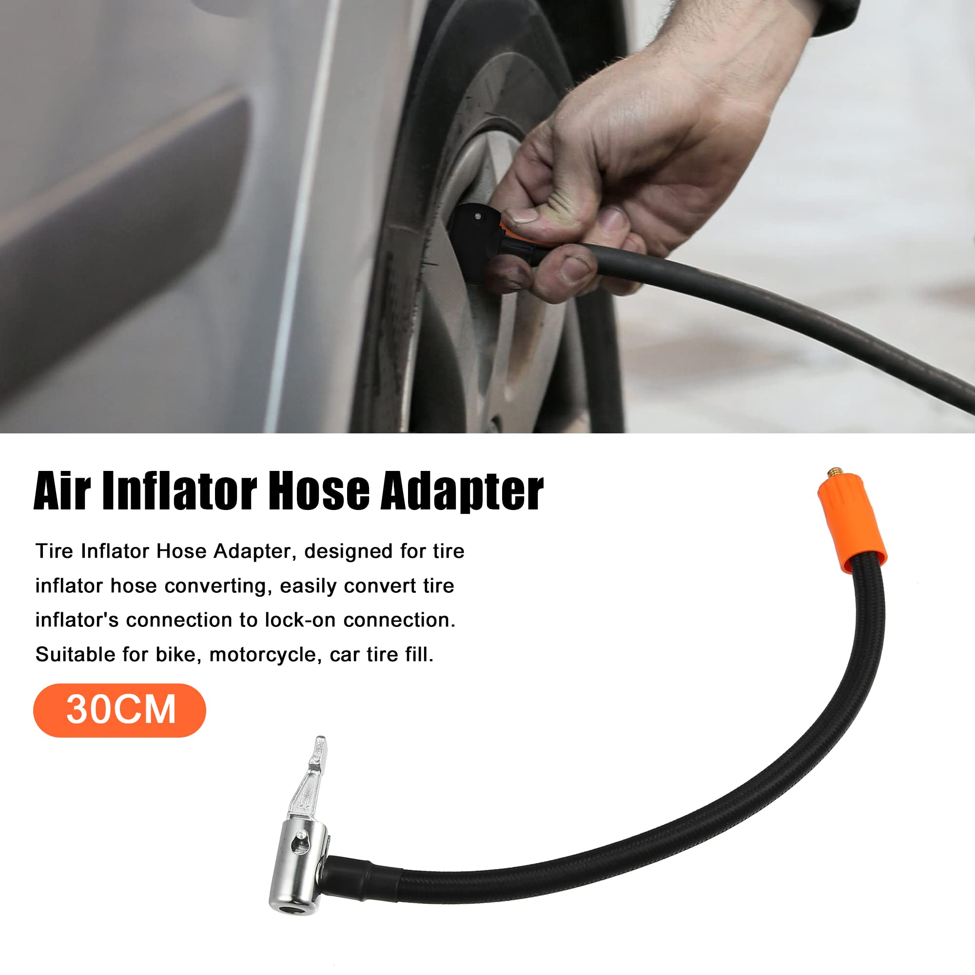 X AUTOHAUX 60 cm mandrino aria auto con clip Gonfiatore tubo adattatore collegare tubo