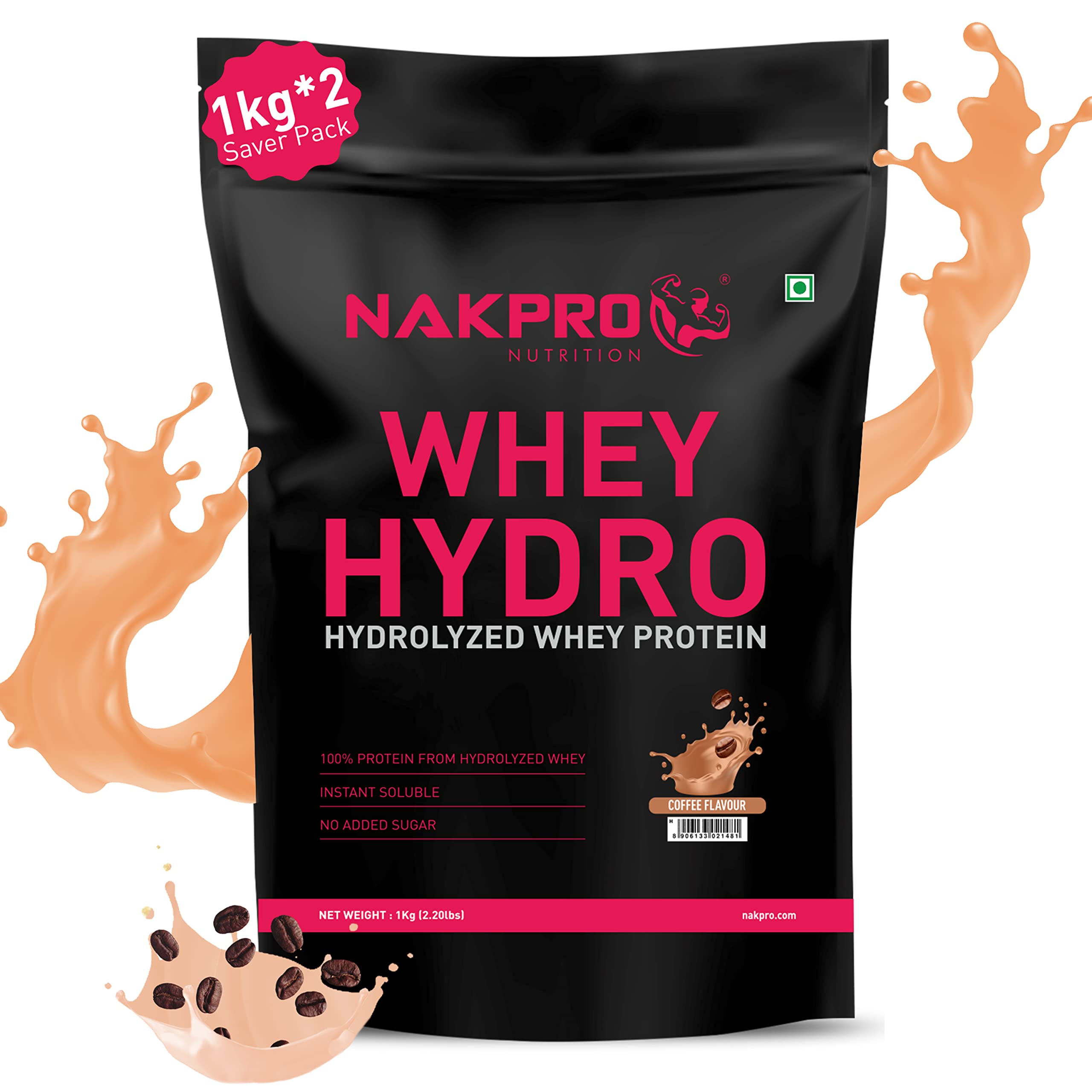 NAKPRO HYDRO Whey Protein Hydrolyzed | 24.89g Protein, 5.45g BCAA | Easy Mixing, Low Carbs, Easy Digesting Whey Protein Supplement Powder for Men, Women & Athletes | 1 Kg (Chocolate) — Amazon image 9