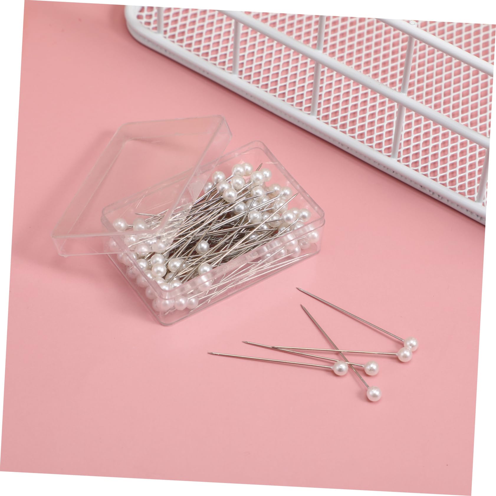 SEWACC Alfileres de Cabeza de Perla para Manualidades de Costura DIY, 100 Piezas de Metal Resistentes a Altas Temperaturas para Proyectos Creativos