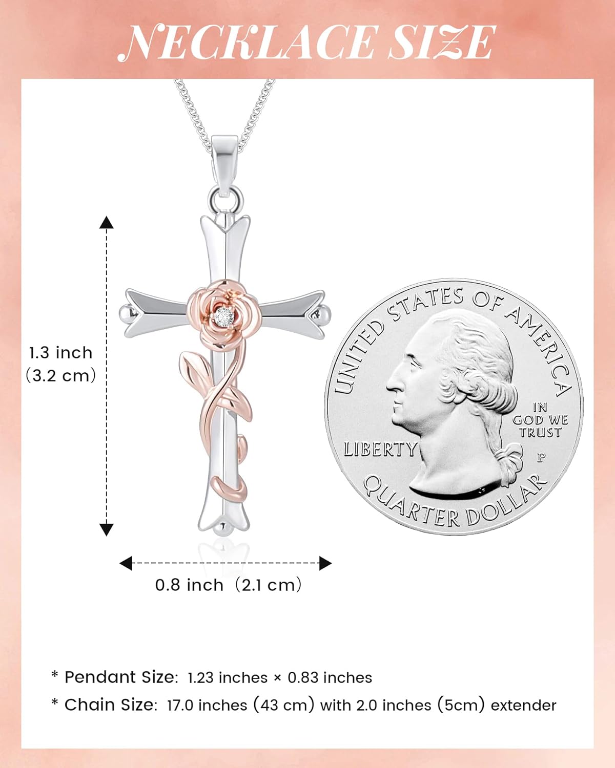 ACECHA Cross Necklace for Women | Silver Faith Birthstone Cross Pendant with Birth Flower Jewelry Gifts for Teen Wife Women for Birthday Anniversary - Image 6