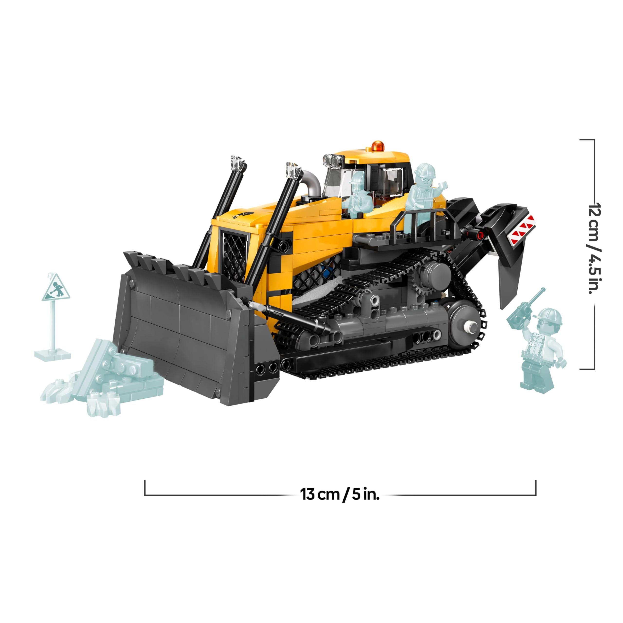 LEGO City Buldócer Amarillo - Vehículo de Obra de Juguete para Construir - 3 Minifiguras, Walkie-Talkie, Herramientas y Señales de Tráfico - Regalo de Cumpleaños para Niños de 8+ Años 60466
