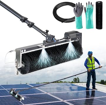 Agreilduite Solar Panel Cleaning Kit - Water Fed Telescopic Pole with Automatic Rotating Brush, 3.5/5.5/7.5m Rod & Electric Brush Head 5.5m for Windows & Solar Panels