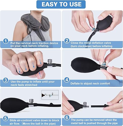 Miniatura 7 de Dispositivo de tracción cervical para el cuello soporte inflable para el cuello soporte ajustable para el cuello es bueno para la alineación de la