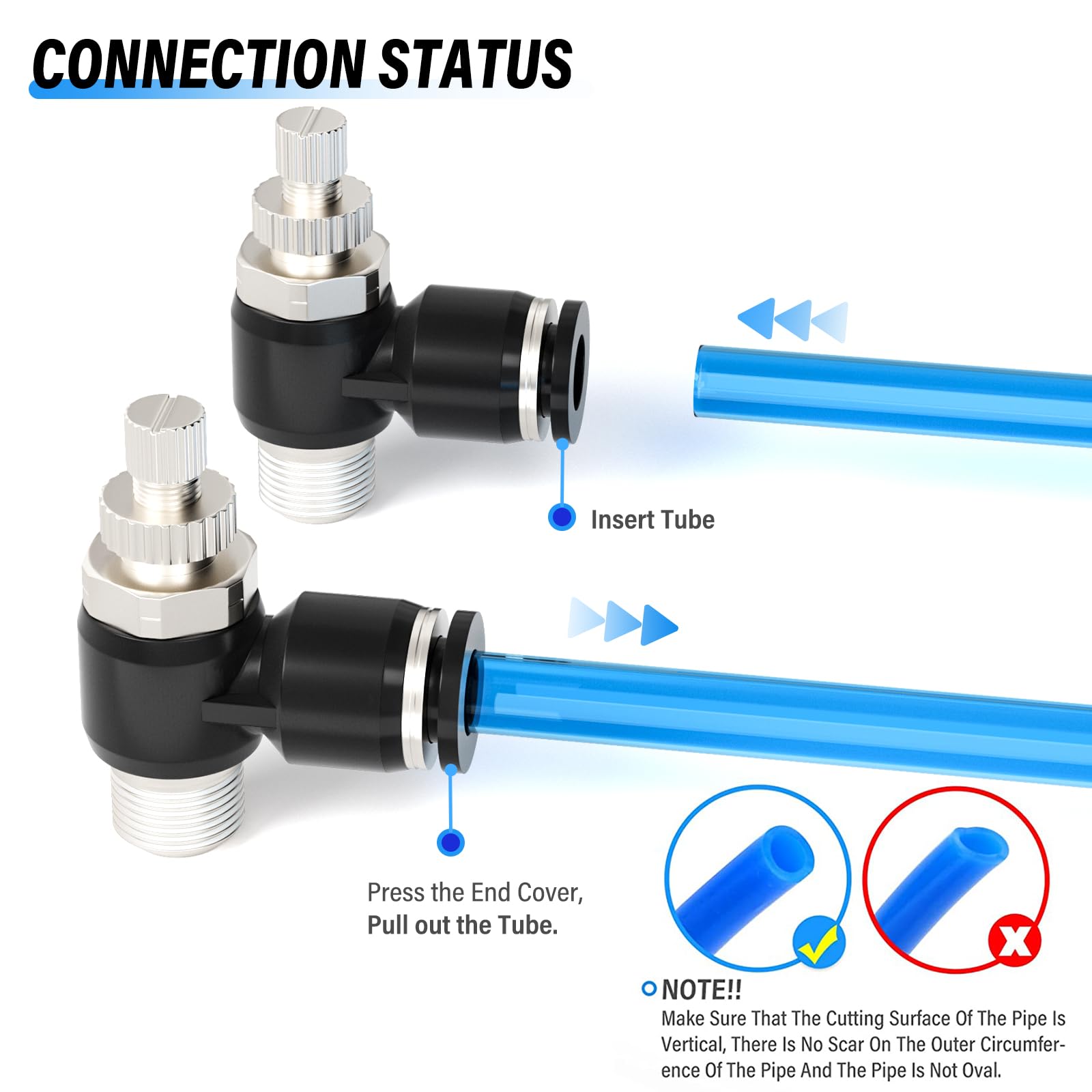 TAILONZ PNEUMATIC 5er Pack SL8-01 Raccord de conduite d'air à emboîter Vanne de régulation de débit d'air 8MM ou 1/8 pouce BSP angle 90 degrés Raccord de vanne de régulation de vitesse d'air