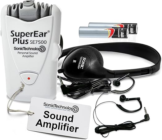 SuperEar Model SE7500 for Seniors - Sound Amplifiers for Seniors Super Ear Personal Sound Amplifier Sound Amplifier Listening device Noise Cancelling Remote Microphone and Audio Accessories 50dB