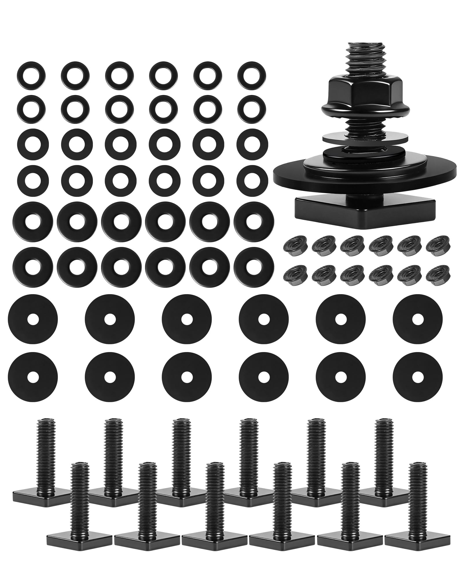 T Slot Bolts for Roof Rack Cross Bars, Platform, Cargo Basket, Stainless Square T Track Bolt Adapter to Secure Bike/Ski/Kayak Rack, Solar Panel, Awning, 4mm Thick