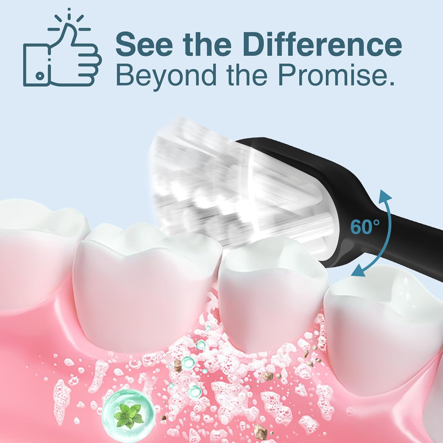 Electric Toothbrush for Adults - 4 Modes Oscillating Sonic Ultra Clean Electric Toothbrush, Rechargeable Power Toothbrush with 2 Replacement Brushheads, IPX7 Water Resistant, Black