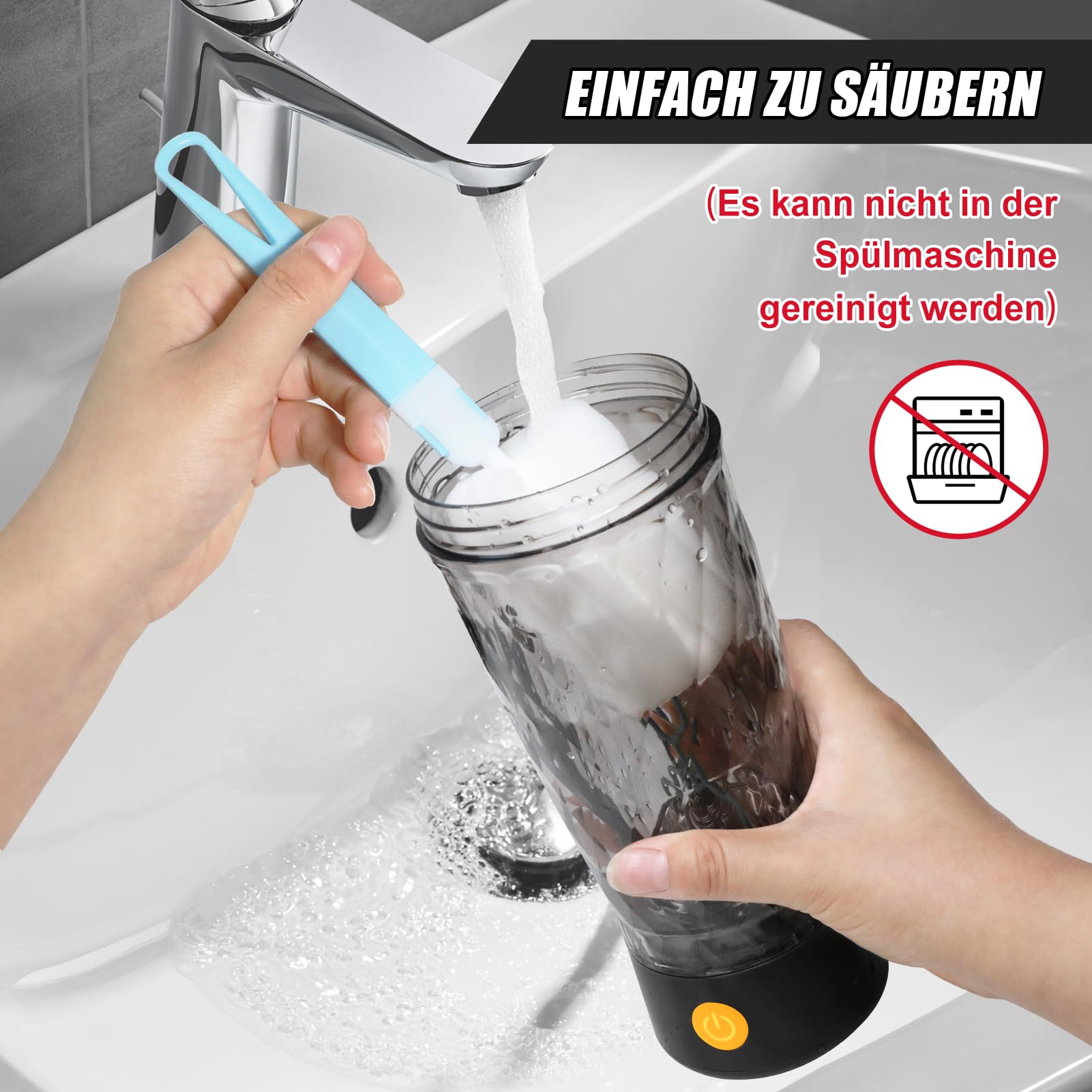 SOARFLY Elektrischer Shaker Protein Shaker Elektrisch mit Pulverfach 650ML, Eiweiß Shaker USB Wiederaufladbar für Potein Pulver und Milchshake, BPA-frei, Schwarz