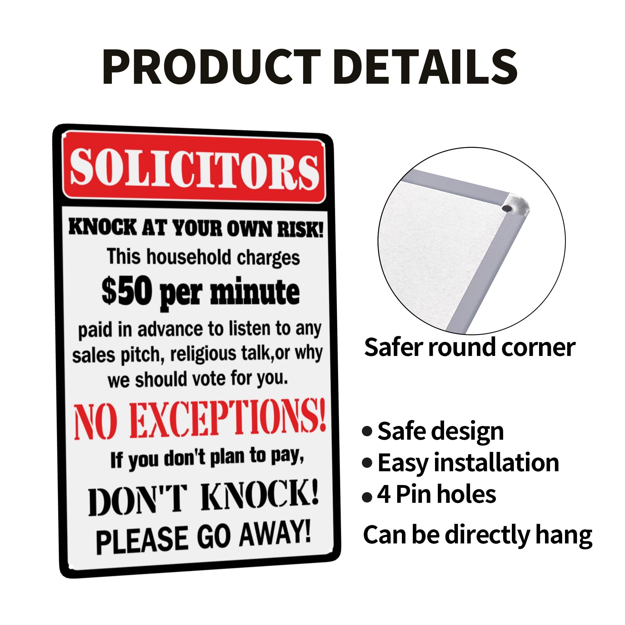 Panneau Humoristique Humoristique « No Soliciting For House