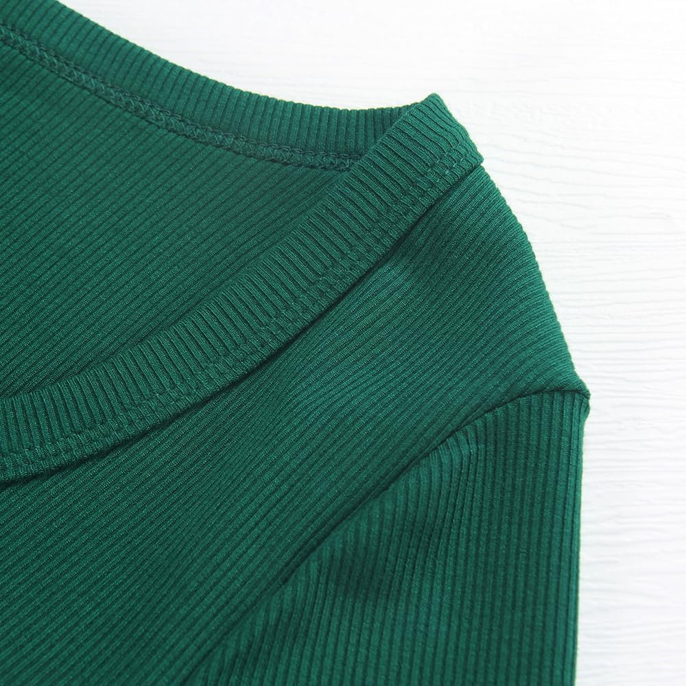 PALINDA Women's Ribbed Fitted Long Sleeve Shirts Basic Notch V Neck T Shirts Layering Tee Tops - Image 2