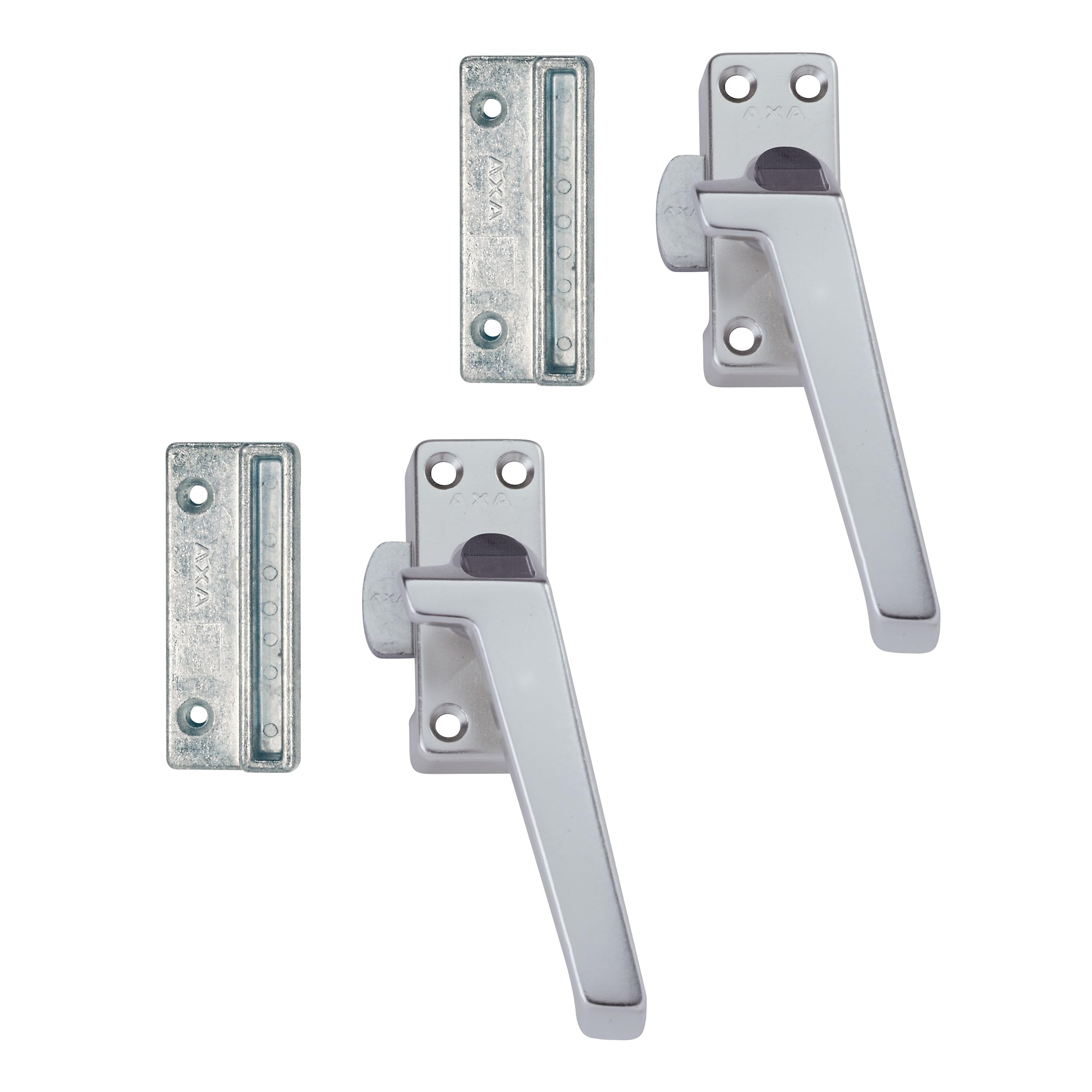 AXA Fenstergriffe 2er set - 3308 - Fenstersicherung - Rechts drehend | abschließbar mit Knopf, Aluminium