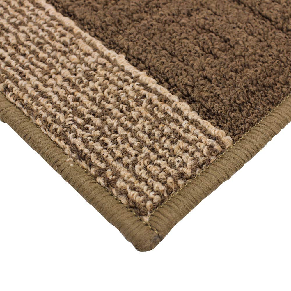 JVL Palmero Machine Washable Latex Backed Carpet Door Mat, Brown/Beige, 40 x 70 cm - Image 2