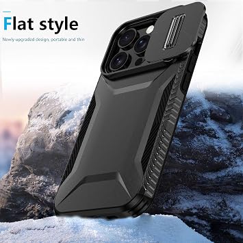 iPhone 14 Pro用ケース Apple 14 Pro 6.1インチ用 スライドカメラカバー付き、ミリタリーグレード 滑り止め 高耐久 頑丈 耐衝撃 保護カバー iPhone 14 Pro用 ブラック