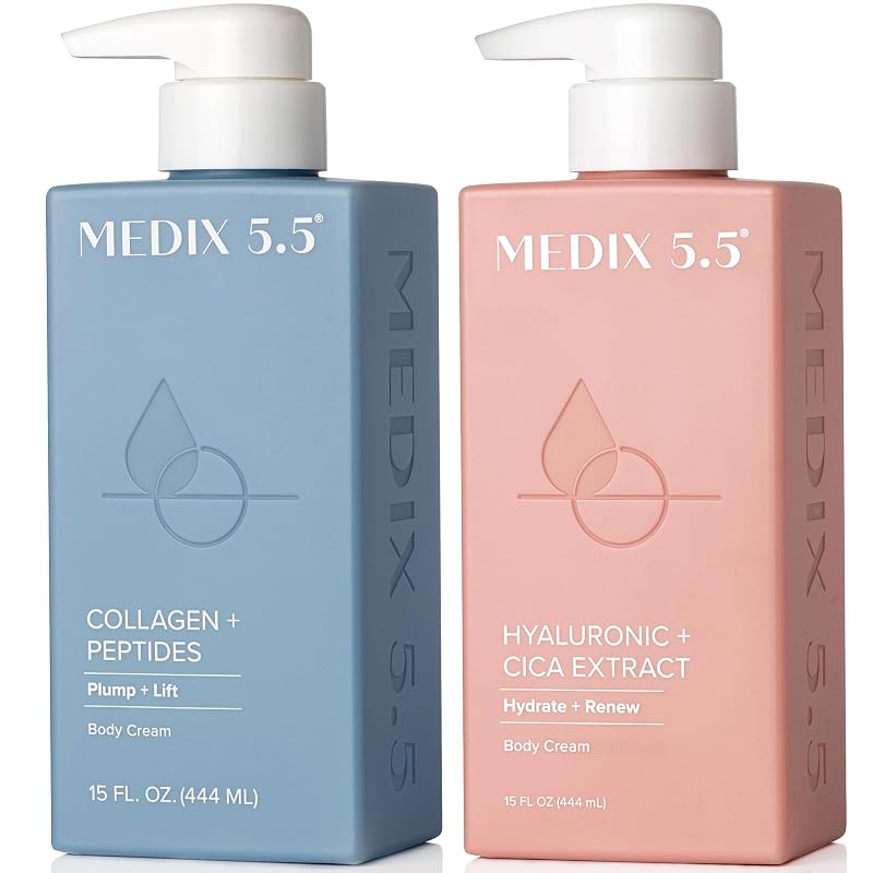 Medix 5.5 Creme Corporal com Colágeno e Loção Corporal com Ácido Hialurônico, Pacote com 2