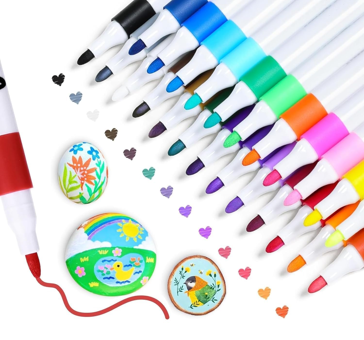 Acrylic Medium Marker Pen Set -12 Washable Art Markers for Fabric Wood Glass Metal & Canvas I Drawing Coloring Sketching Gift for Kids & Artists