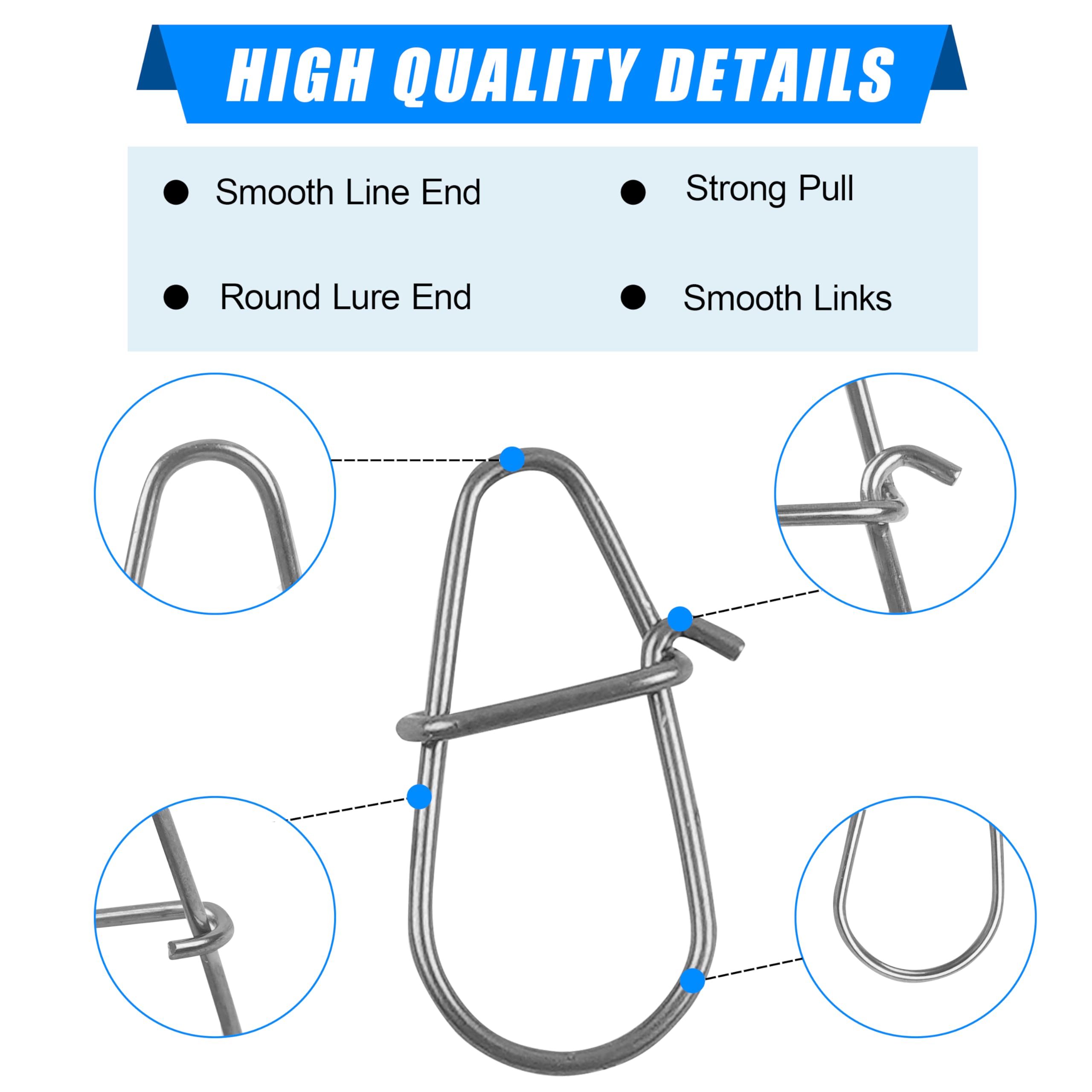 JOGFFDE Fishing Snap Clips Duo Lock Snap Quick Change Duo Lock Sea Fishing Gourd Pin Clip Stainless Steel Fishing Snap Swivels Fishing Tackle for Saltwater Bass Lures Line Connectors Size 1#-5#