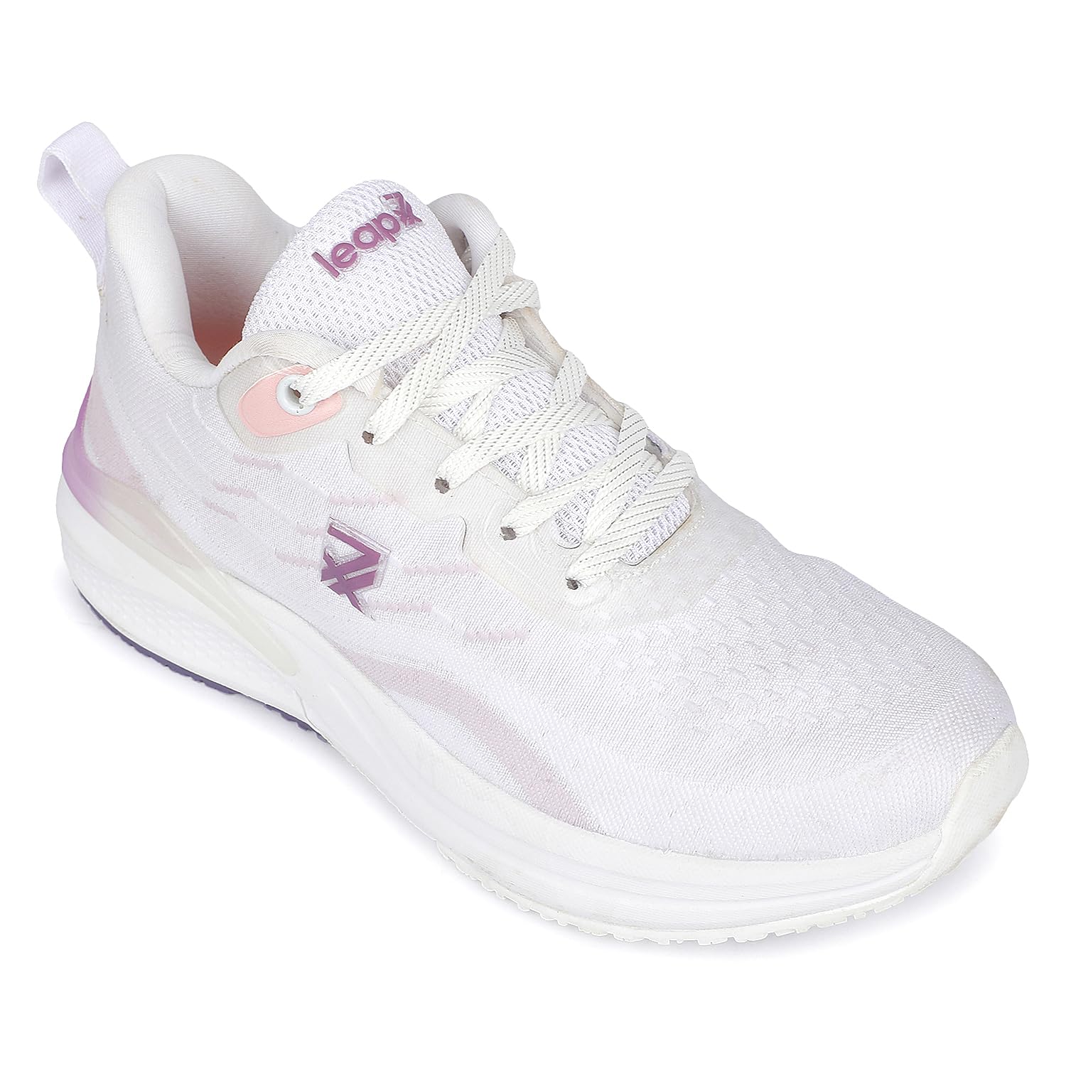 LEAP7X Sage Green & White Knit-Mesh Walking Shoes for Women-image-41
