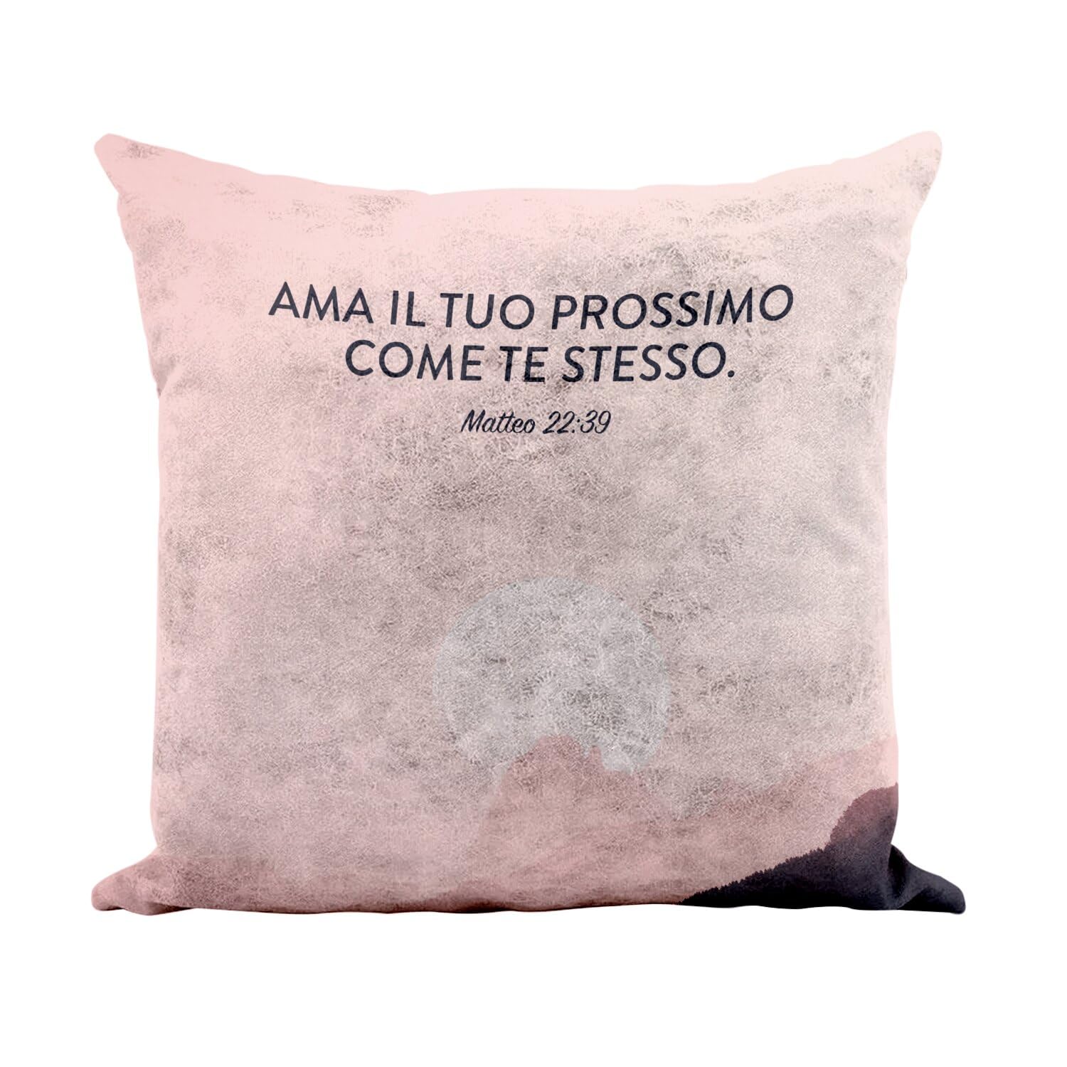 Coussin religieux Bible Verse Matteo blanc 40x40 cm housse incluse toucher cuir pour canapé