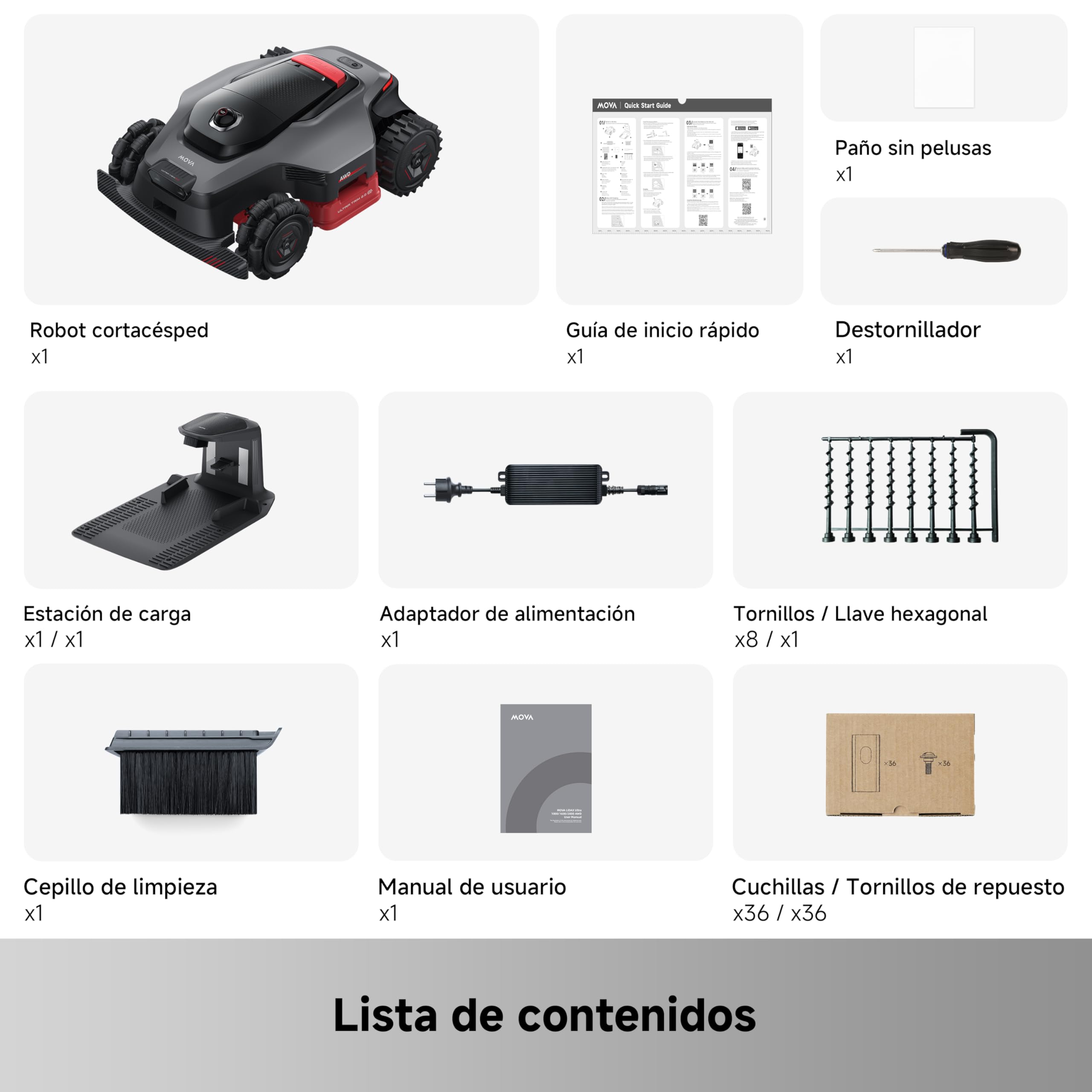 MOVA LiDAX Ultra 2000 AWD, Robot cortacésped, sin RTK, mapeo automático asistido por IA, LiDAR 3D de 360° y visión Dual con IA, AWD a 36 V para cuestas del 80%, 2 Discos (6 Cuchillas Cada uno)