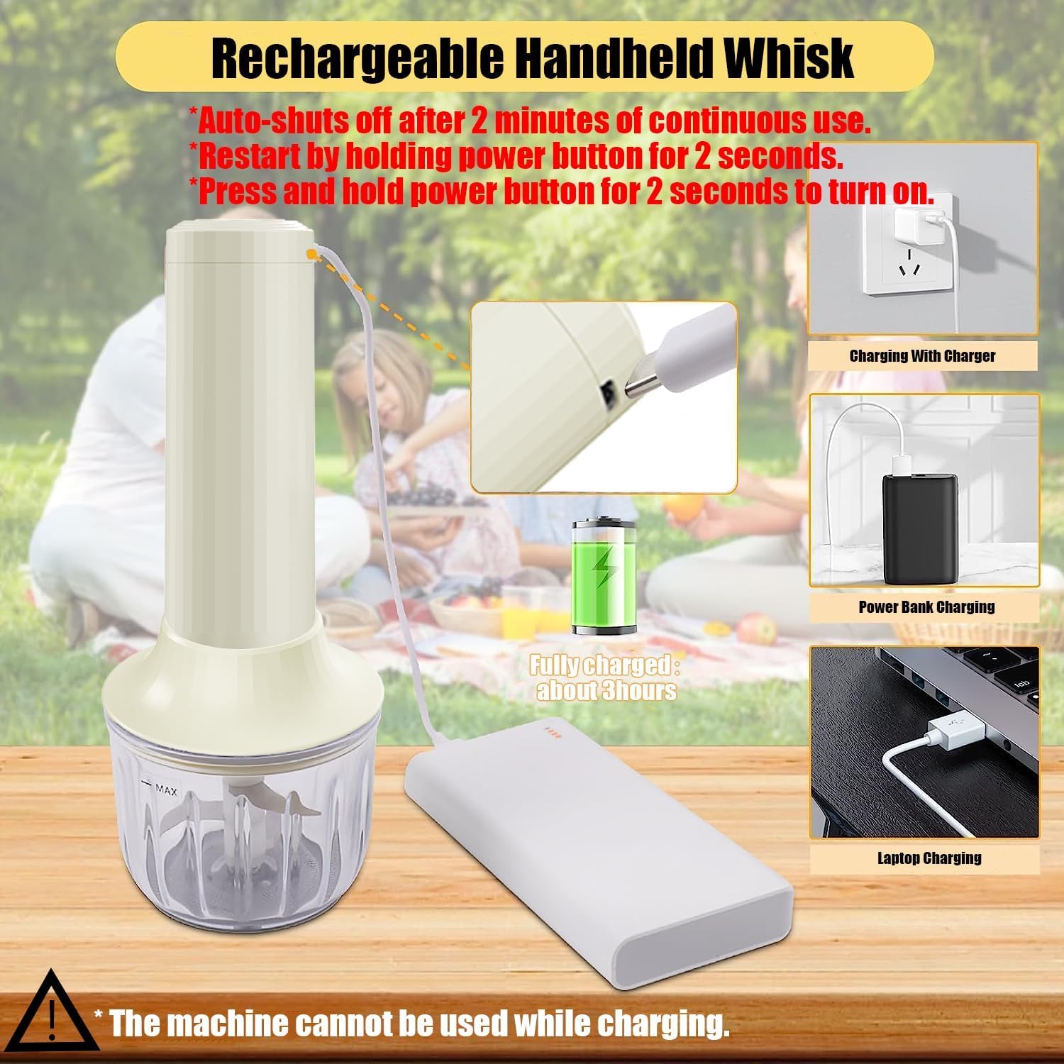 Caso Click & Mash Draadloze 4-in-1 Staafmixer Set