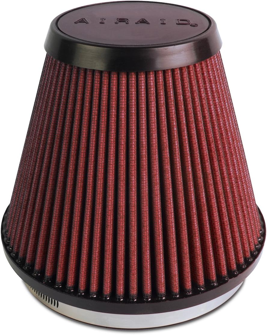 Airaid 700-466 Universal Clamp-On Air Filter: Round Tapered; 6 in (152 mm) Flange ID; 6 in (152 mm) Height; 7.25 in (184 mm) Base; 4.75 in (121 mm) Top