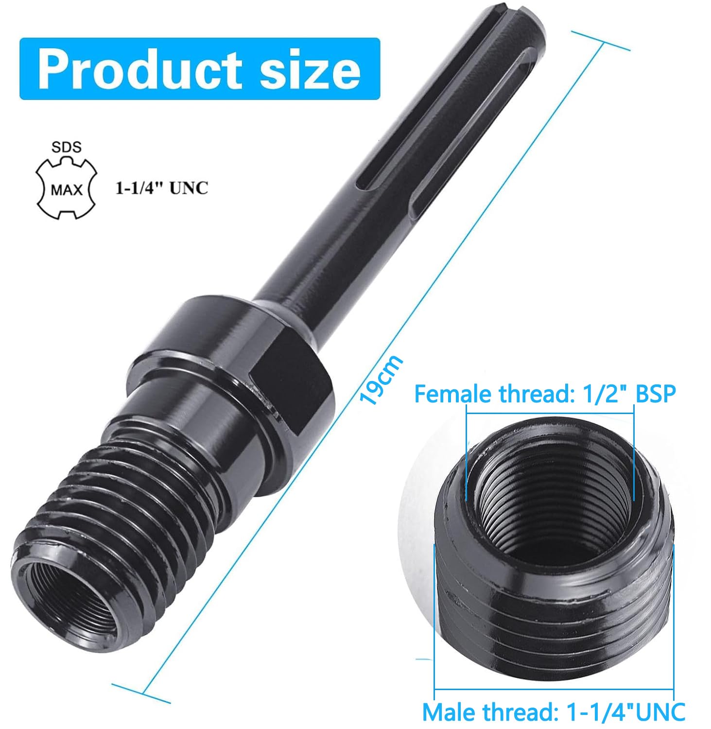 Adaptateur SDS PLUS Sur Couronne De Forage Diamant&eacute;e 1 1/4" UNC