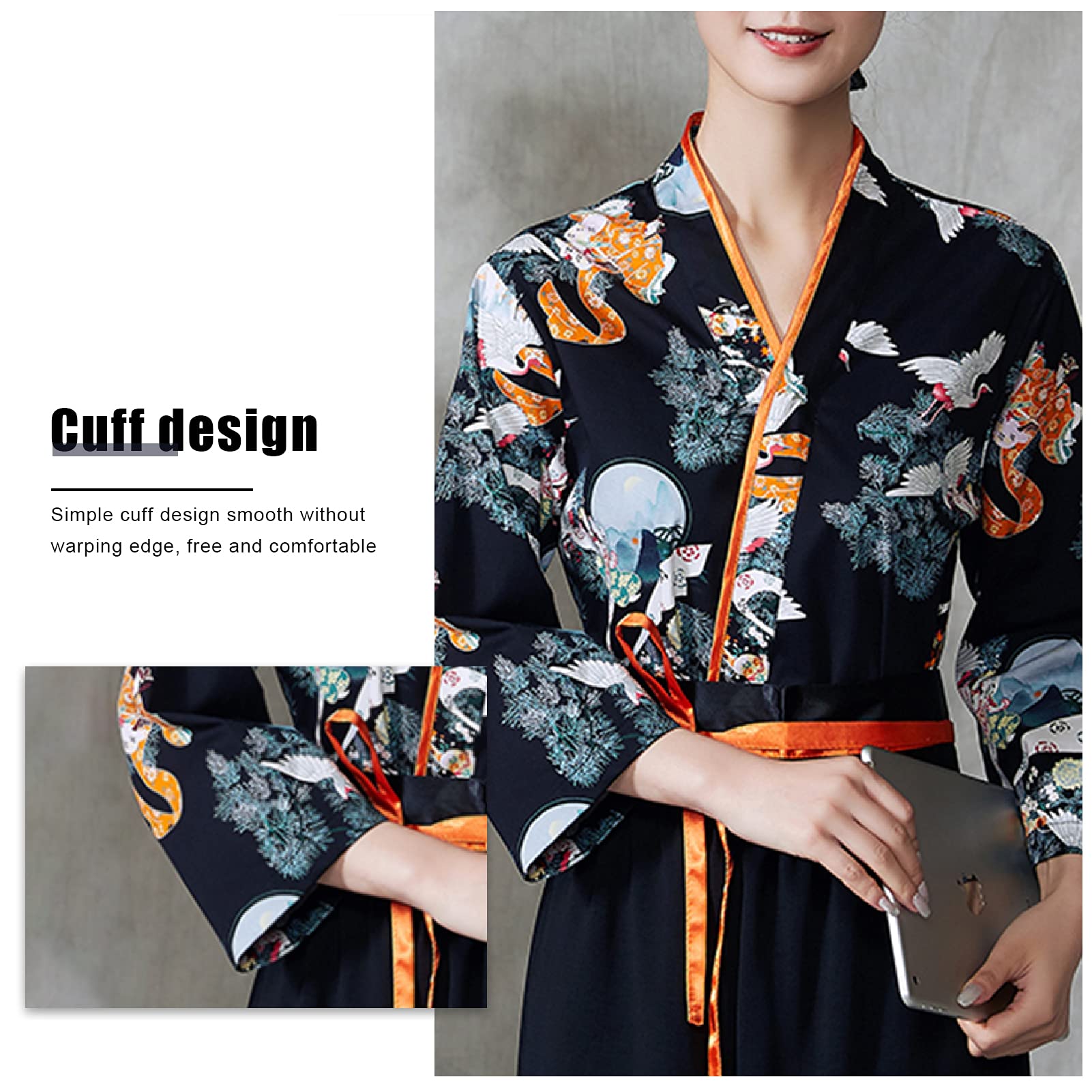 Unisex Giacca da Cuoco Motivo di Stampa Gru Divise da Cuoco in Cotone Traspirante da Cucina Uniforme da Lavoro