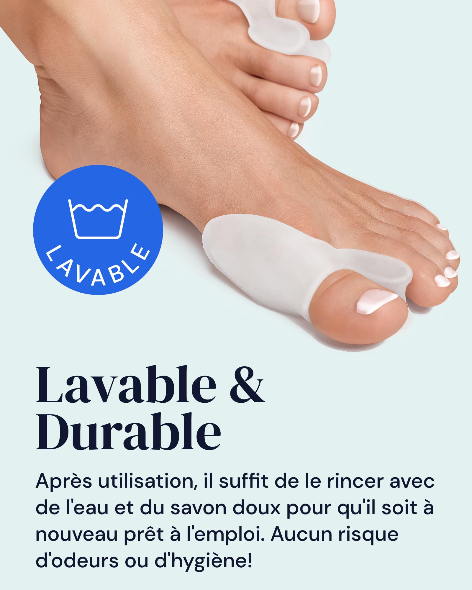 Paire de séparateurs d'orteils en silicone - Bleu