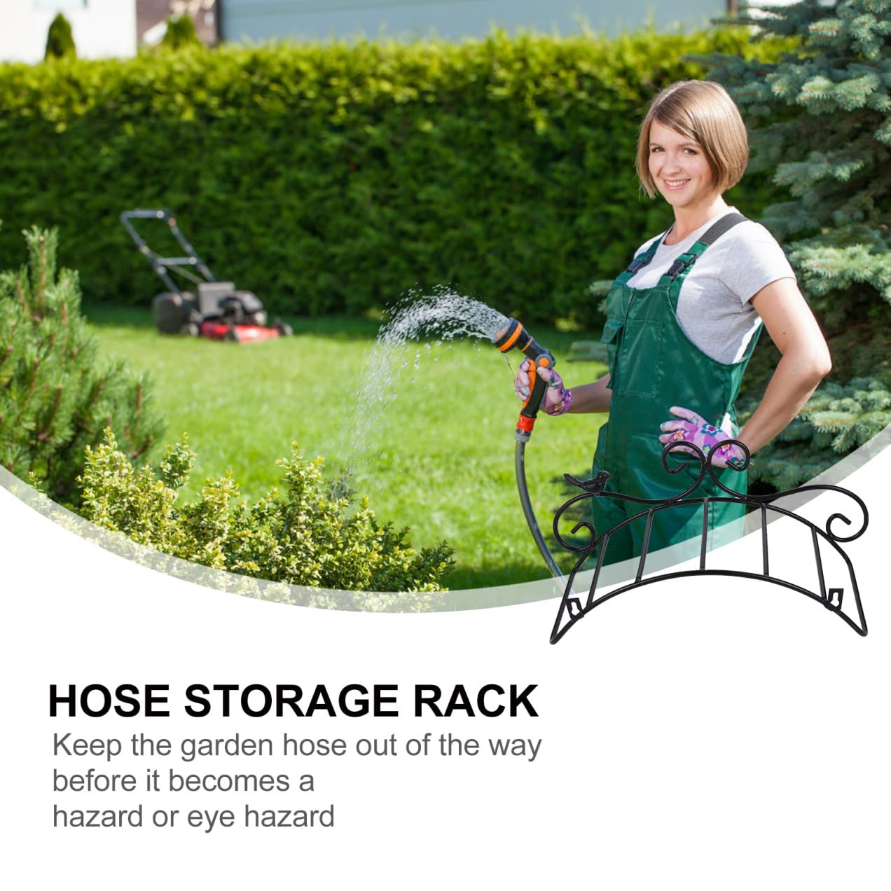 HANABASS Support Mural de Rangement pour Tuyau Arrosage Rack de Stockage Pratique Noir pour Jardin Installation Facile et Décoratif
