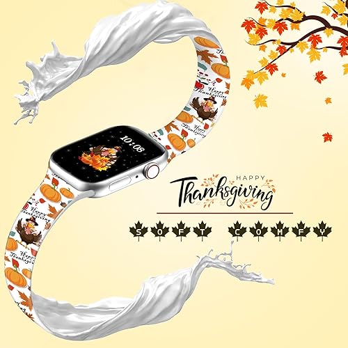 Miniatura 3 de Correa de reloj de Navidad y Halloween para Apple Watch, correa de silicona impresa de repuesto para iWatch 1 2 3 4 5 6 7 8 Ultra 1.496 in 1.575 in