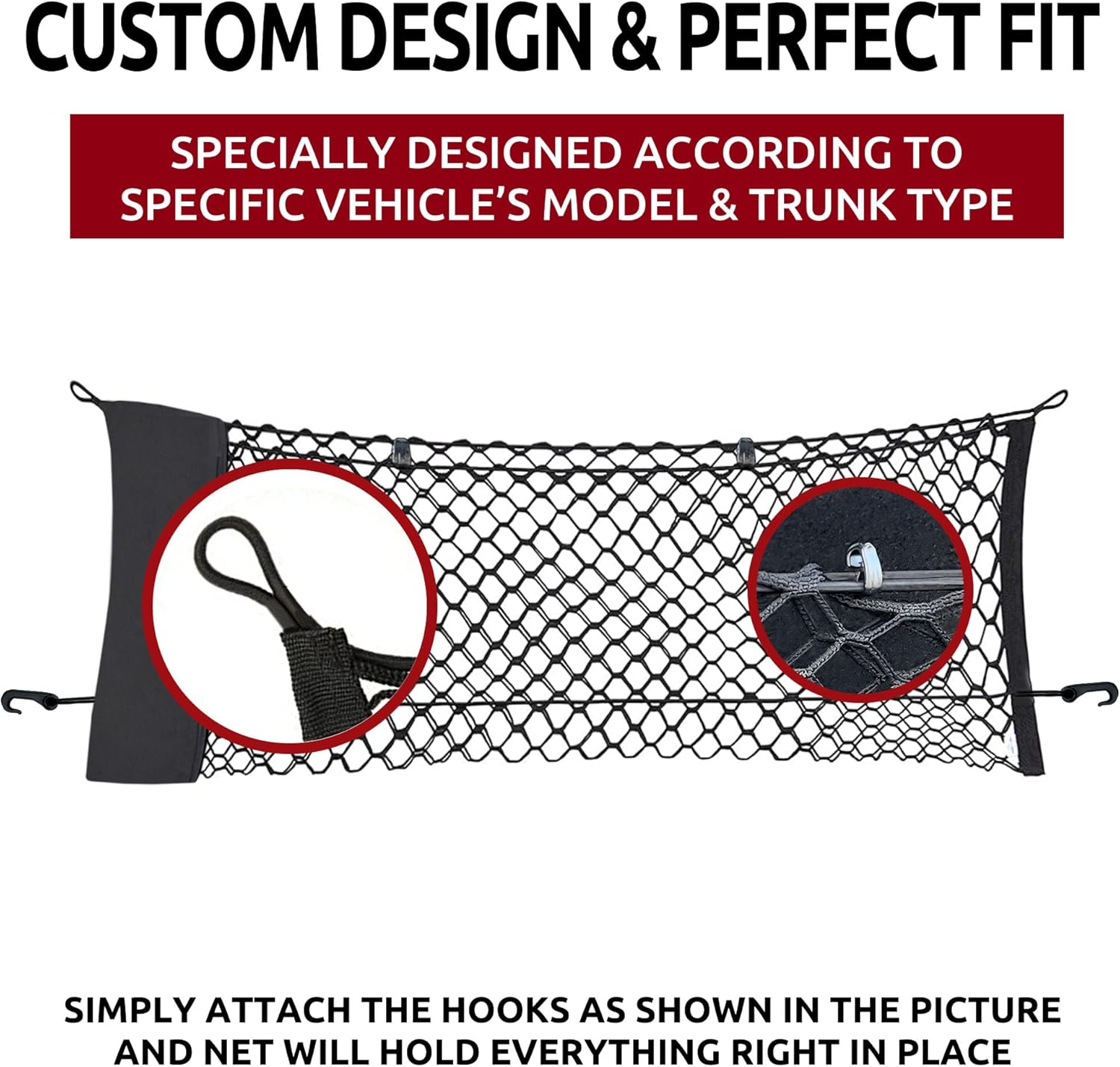 Envelope Style Automotive Elastic Trunk Mesh Cargo Net | Accessories for GMC Acadia 2017-2025 | Premium Trunk Organizers and Storage | Luggage Nets for Vehicles | Best Car Organizer