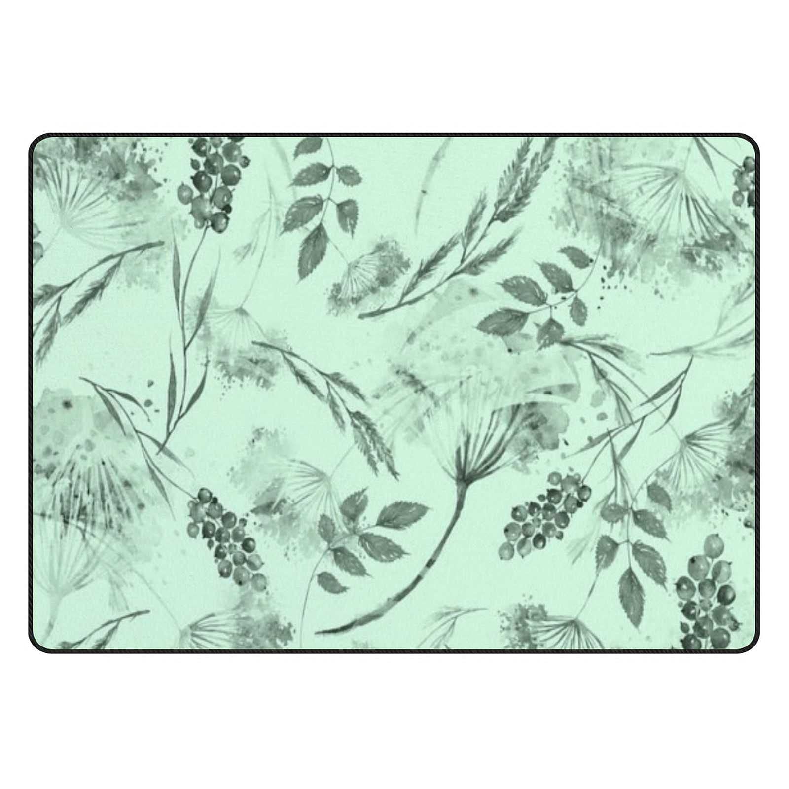 Tapis aquarelle floral vert velours corail épais grand tapis salon et chambre