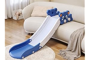 Blue Toddler Indoor and Outdoor L-Shaped Slide for Beds, Couches, and Stairs