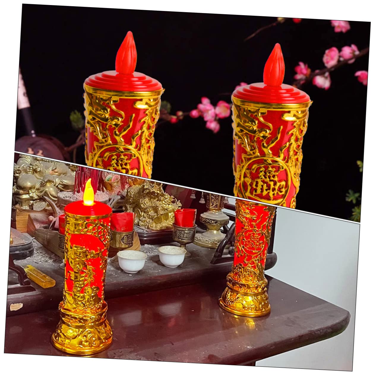 Jojofuny Coppia Lampade LED A Forma Di Buddha – Candele Elettriche Senza Fiamma Per Altare, Decorazioni Matrimonio, Atmosfera Sacra E Calda (2 X AAA Non Incluse)