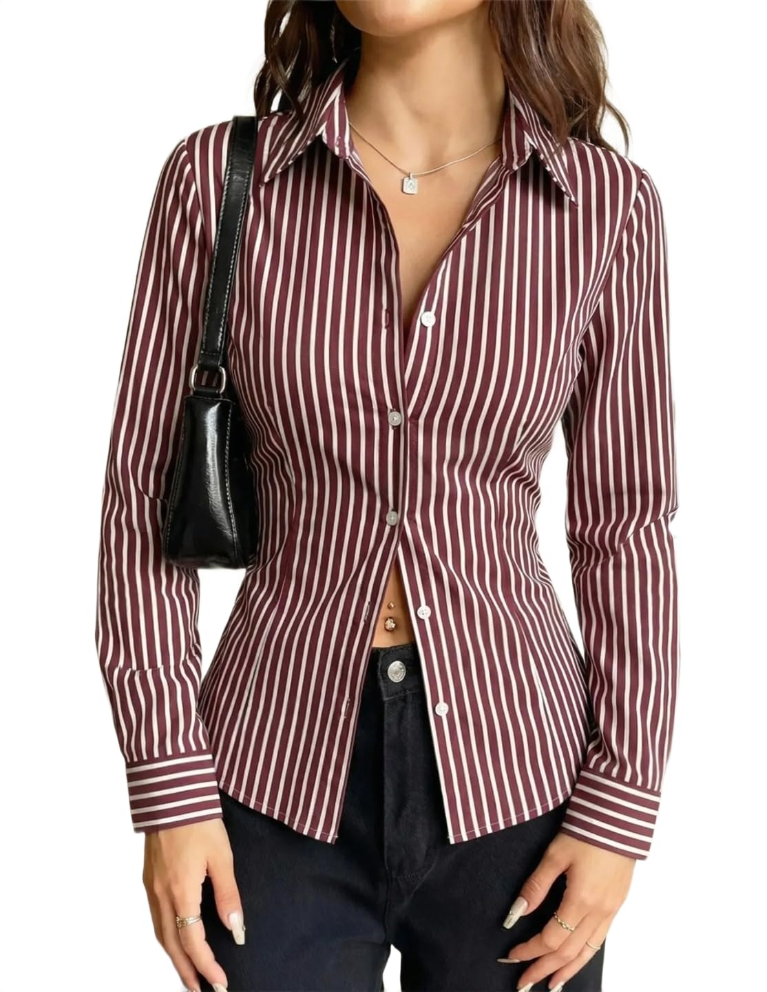 Maroon Full Sleeve Shirt|Fitted Shirt for Women-image-44