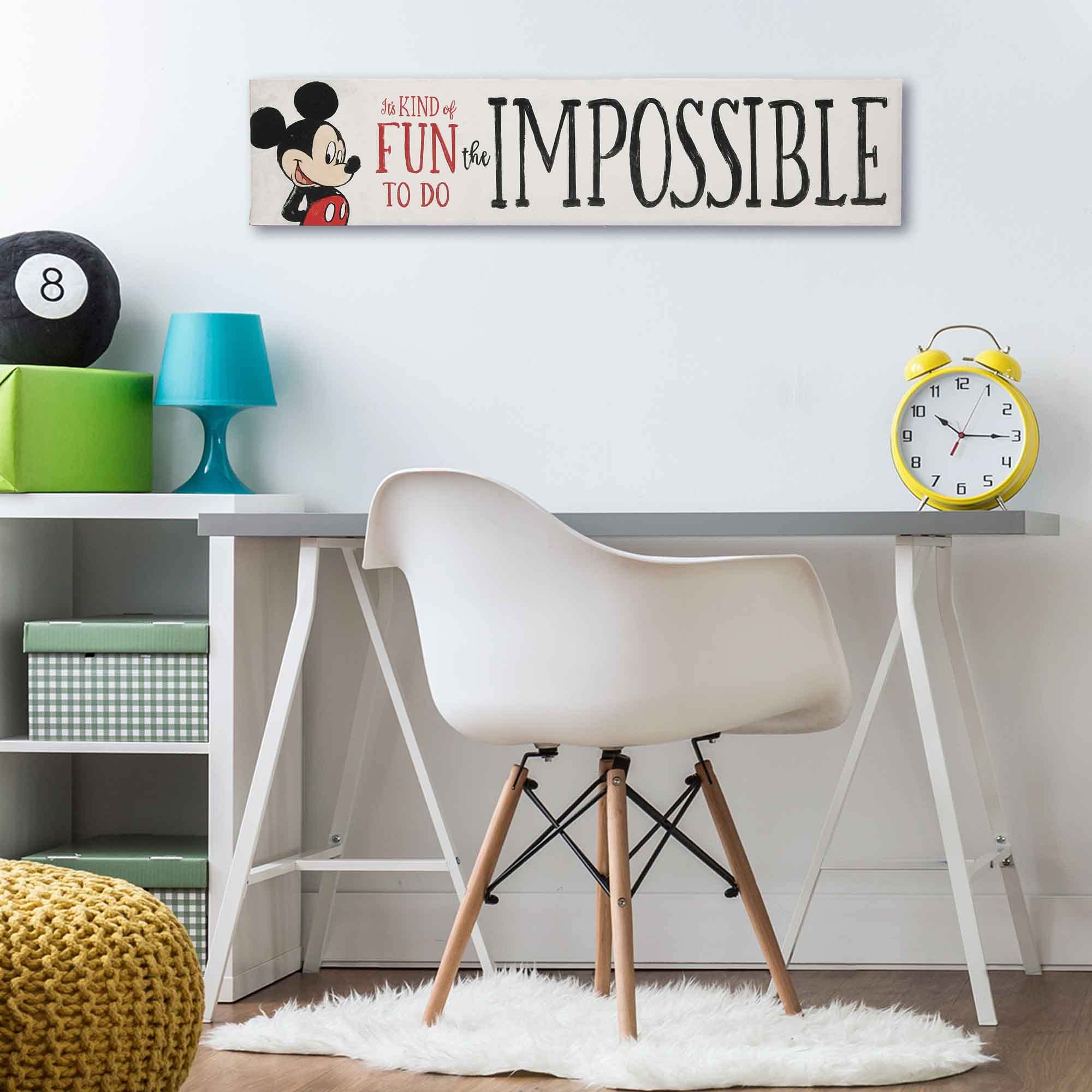 Kind Of Fun To Do The Impossible Walt Disney Quote  DISNEY MICKEY MOUSE QUOTE PICTURE WALL ART FUN TO DO IMPOSSIBLE RED BLACK DECOR main image 2