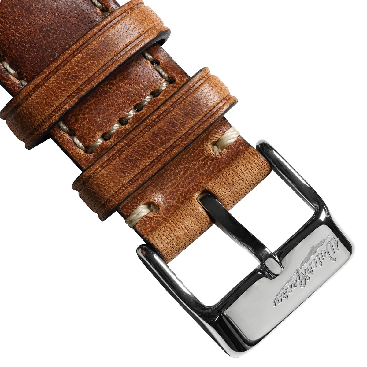WatchGecko Bracelet de montre en cuir Vintage Highley | Bracelet de montre en cuir italien authentique certifié, élégant et résistant, rembourré pour plus de confort