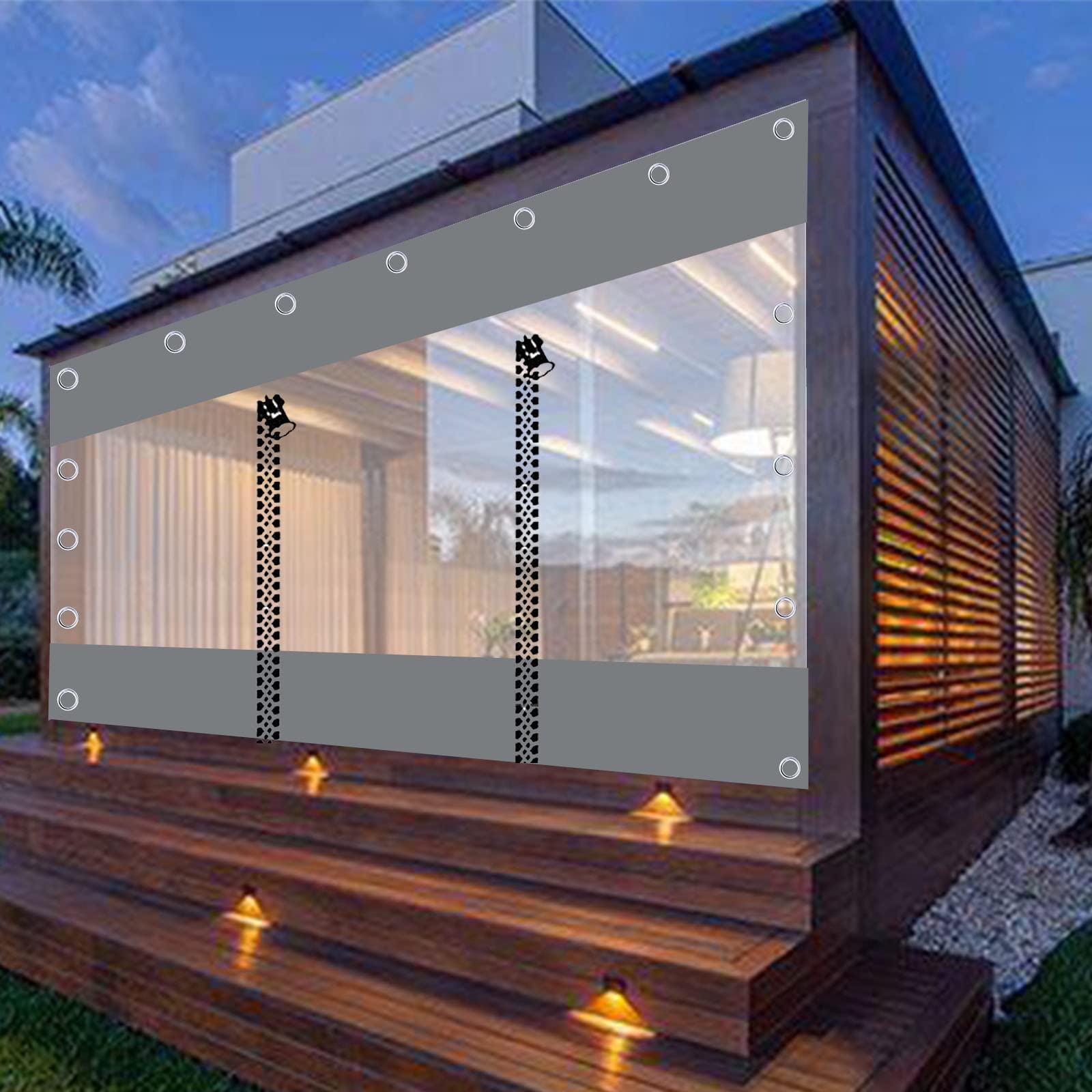 Pannelli Laterali in Telone Trasparente,Tende in Telone Impermeabile in Pvc Da 0,3mm Con Occhielli,Tende Divisorie Per Gazebo Patio Veranda Esterna, Teloni Personalizzabile,W×H-3.2×2m(10.5*6.6ft