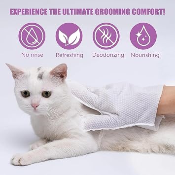 Pet Bath Wipes for Dogs and Cats - 10 Pcs Dog Cat Grooming Gloves Wipes - Gentle Cleaning Fur, Face, Ear, Eye, Paws and Butt - Thick Puppy Wipes (2pcs/1pack)