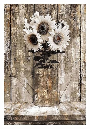 Picture Is A Poster Unframed ! Rustic Farmhouse Sunflower Wall Art Flowers Painting Country Floral Canvas Print Poster Picture Home Decor For Bedroom Living Room Bathroom Wall Decor 16X24 Inch #TOP5